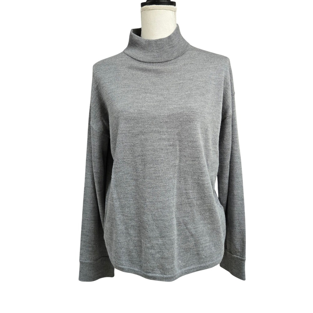 Gentle Herd‎ Gray 100% Merino Wool Mock Neck Sweater Womens Size M